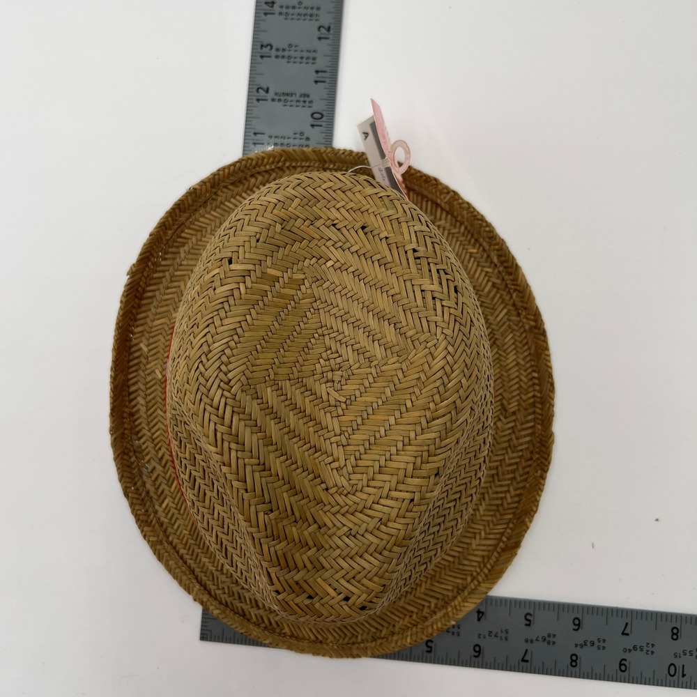 HYP New York Straw Fedora Hat Natural Tan Red Surf Skate Ride Band New - Picture 7 of 9
